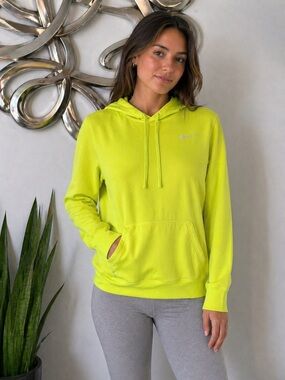 Nike Neon Highlighter Yellow Hooded Sweatshirt | Women’s Medium